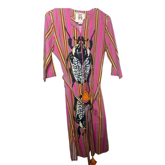 Figue Pink Scarab Mini Dress with Tie Sz. XS - Picture 3 of 10